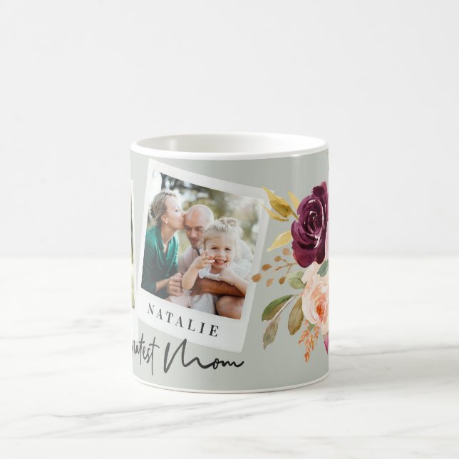 Världens bästa blommigt för mamma-vattenfärg kaffemugg (Center)