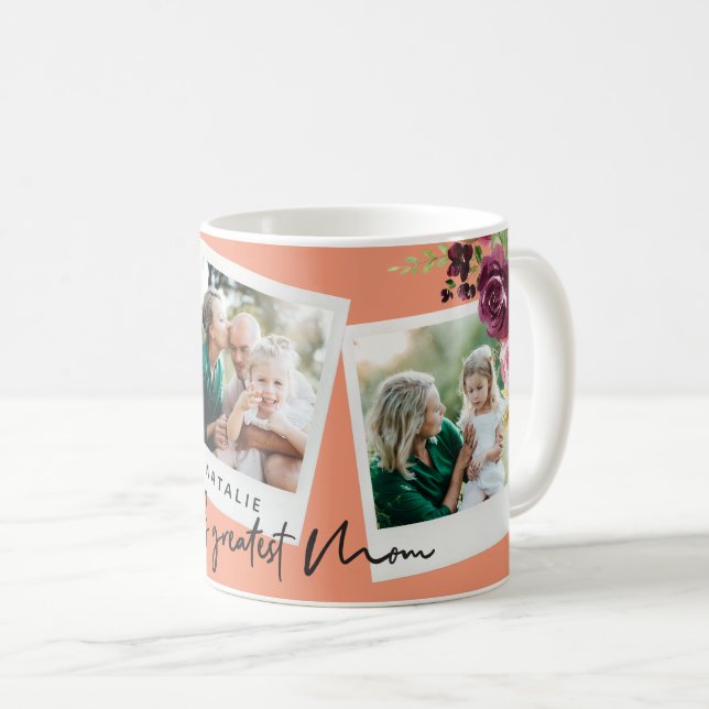 Världens bästa blommigt med Mamma-vattenfärg, mult Kaffemugg (Framsida höger)