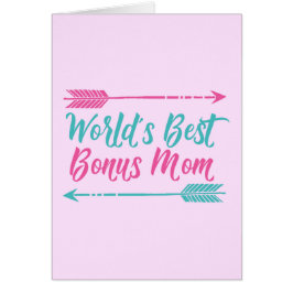 Världens bästa Bonus Mamma Lycklig Mors dag Rosa Hälsningskort