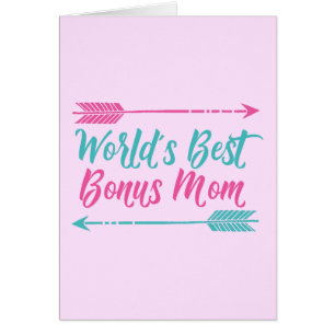 Världens bästa Bonus Mamma Lycklig Mors dag Rosa Hälsningskort