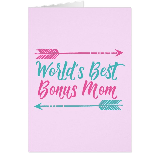 Världens bästa Bonus Mamma Lycklig Mors dag Rosa Hälsningskort (Framsidan)