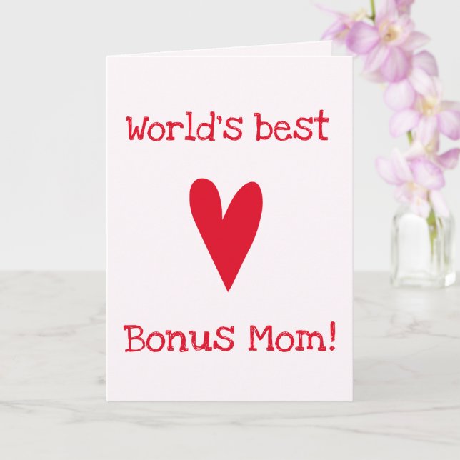 Världens bästa Bonus Mamma! | Red Heart Mors dag Kort (Orkide)