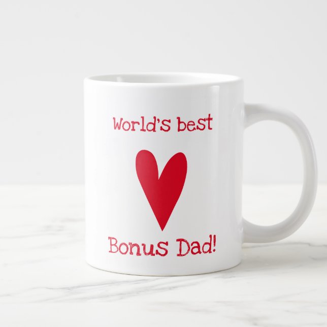 Världens bästa Bonus Pappa! | Red Heart Fars dag Jumbo Mugg (Höger)