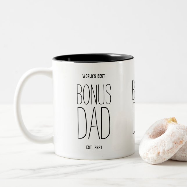 Världens bästa Bonus Pappa-text Två-Tonad Mugg (Med munk)