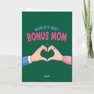 Världens Bästa Bonusmamma Hjärtformade Handpresent Kort