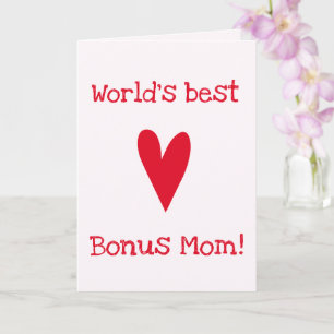 Världens Bästa Bonusmamma! Red Heart Mors Dag Kort