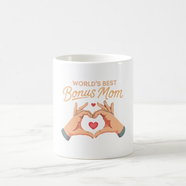 Världens Bästa Bonusmamma Styvmoder | Hjärta Hände Kaffemugg (Center)