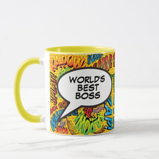 Världens bästa boss seriebok Pop Art Kul Retro Mugg (Vänster)