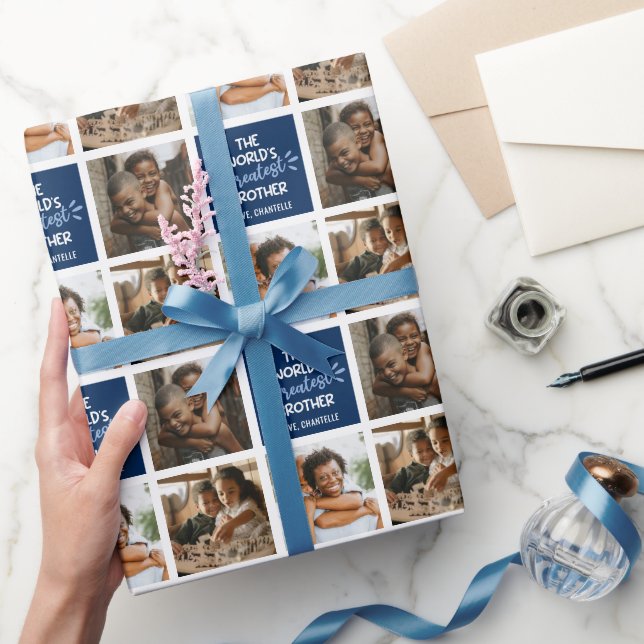 Världens Bästa Bror Foto Collage Presentpapper (Gifting)