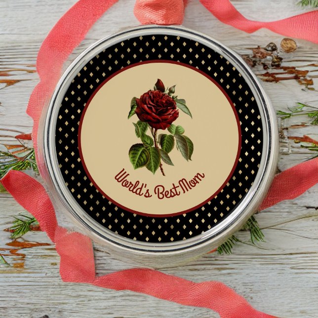 Världens bästa Burgundy-Ro i Mamma på Black Harleq Julgransprydnad Metall (Skapare uppladdad)