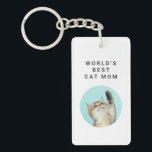 Världens bästa Cat Mamma Anpassningsbar Funny 2 Cu<br><div class="desc">World's Best Cat Mamma Anpassningsbar Funny 2 Pet Photos Keychain</div>