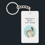 Världens bästa Cat Mamma Anpassningsbar Funny 2 Cu<br><div class="desc">World's Best Cat Mamma Anpassningsbar Funny 2 Pet Photos Keychain</div>