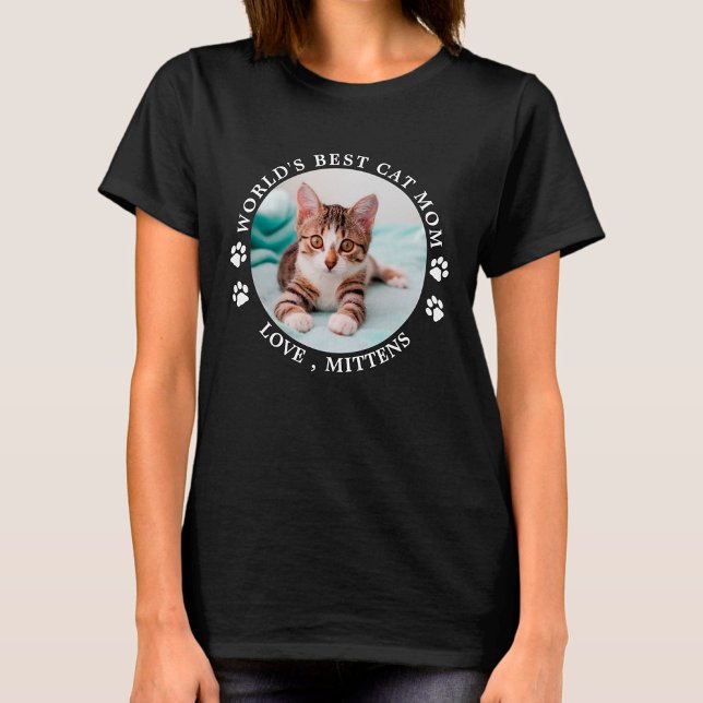 Världens bästa Cat Mamma Personlig Cute Pet Photo T Shirt (Skapare uppladdad)
