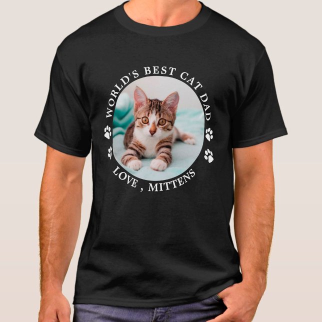 Världens bästa Cat Pappa Personlig Cute Pet Photo T Shirt (Skapare uppladdad)