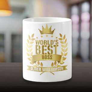 Världens bästa chef guld 5 stjärnor kaffemugg