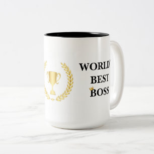Världens bästa Chef-Mugg med Krona och trofédes Två-Tonad Mugg