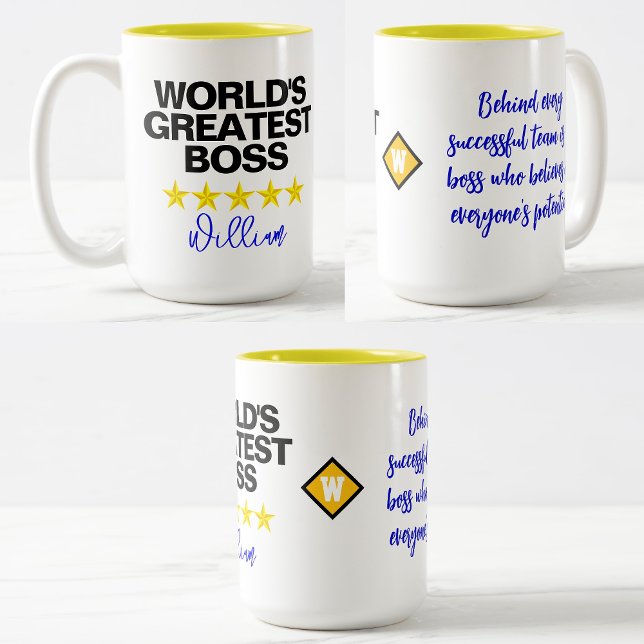 Världens Bästa Chef (Namn) Kontorskaffekopp Två-Tonad Mugg (World's greatest boss mug
)