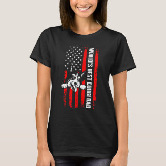 Världens Bästa Corgi Pappa Amerikansk Flagga Vinta T Shirt