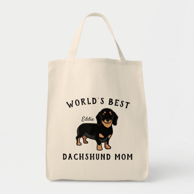Världens bästa Dachshund Mamma Personlig Hund Namn Tygkasse (Framsidan)