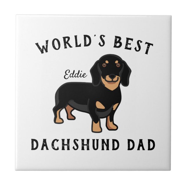 Världens bästa Dachshund Pappa Personlig Hund Namn Kakelplatta (Framsidan)