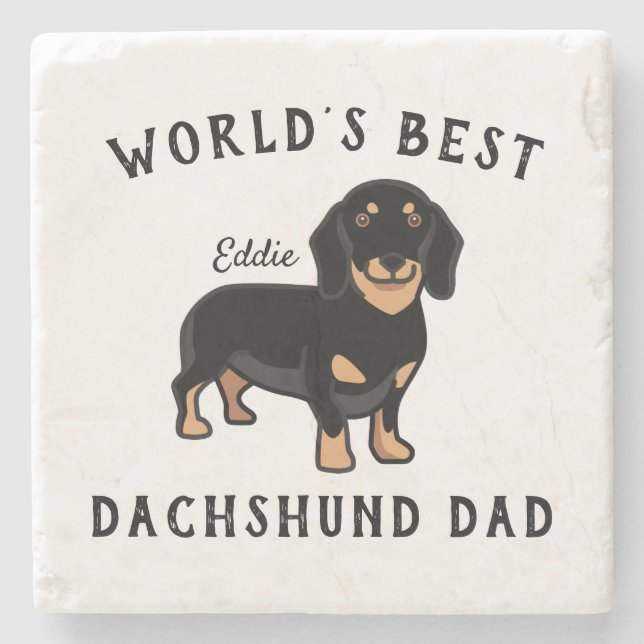 Världens bästa Dachshund Pappa Personlig Hund Namn Stenunderlägg (Framsidan)