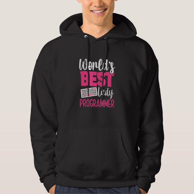 Världens bästa Dam-programmerare IT Tech Grils Dev Hoodie (Framsida)
