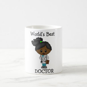 Världens bästa Doktor - Cute Black Female Brunette Kaffemugg