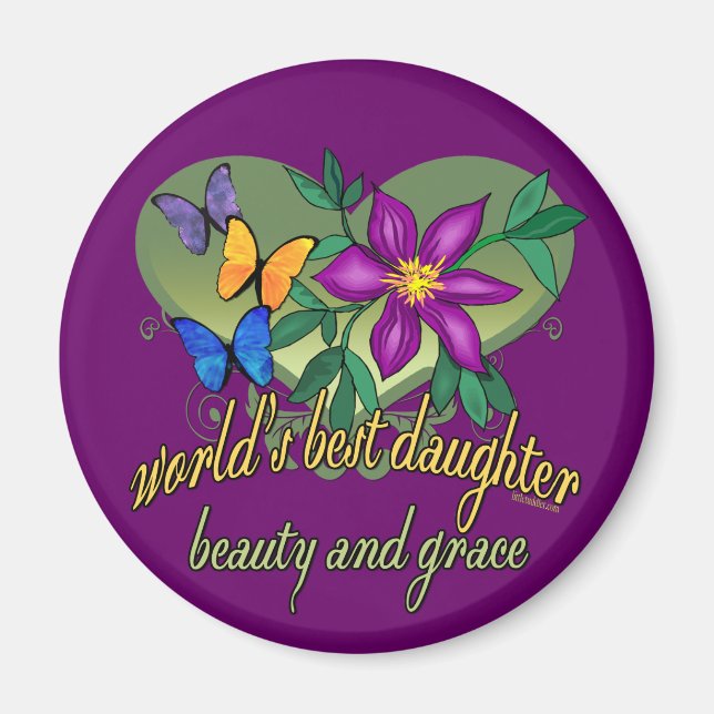 Världens bästa dotter Beauty and Grace Magnet (Framsidan)