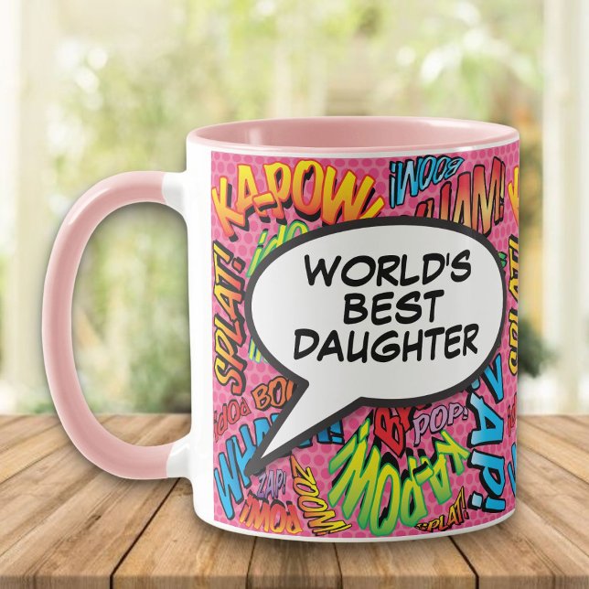 Världens Bästa Dotter Rolig Modern Retro Tecknad S Mugg (World's Best Daughter Fun Modern Retro Comic Mug)