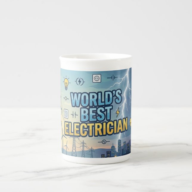 Världens bästa elektriker resemugg  benporslin mugg (Framsidan)