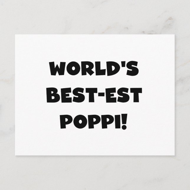 Världens Bästa-est Poppi Svarta Text Gåvor Vykort (Framsida)