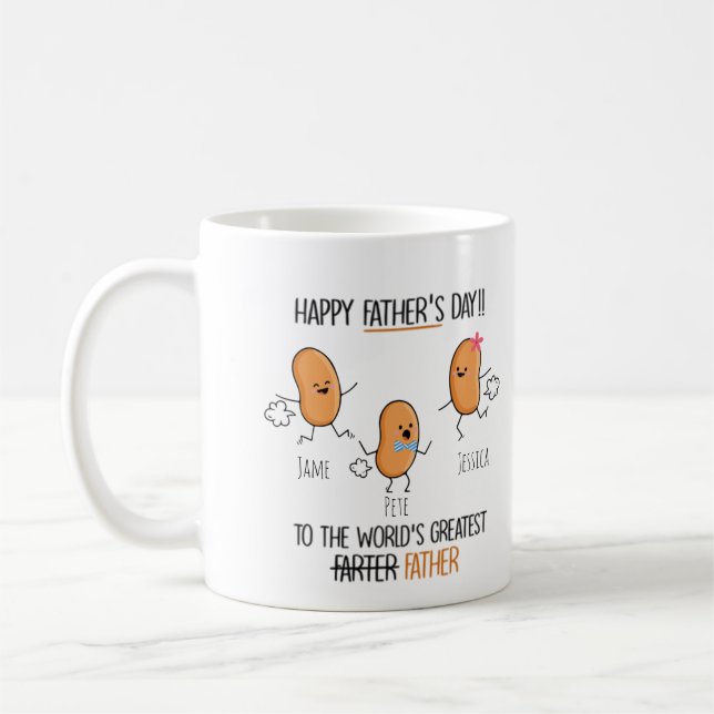 Världens bästa far upp till 3 barn  kaffemugg (Vänster)