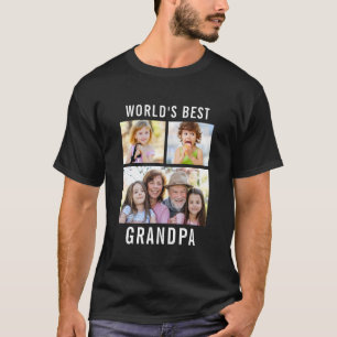 Världens Bästa Farfar 3 Foto Collage Text Svart T Shirt