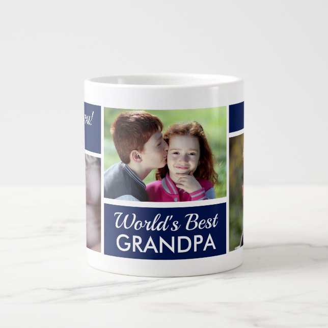 Världens Bästa Farfar Foto Collage Jumbo Mugg (Framsidan)
