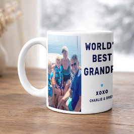 Världens Bästa Farfar Modern Navyblå Två Bilder Kaffemugg