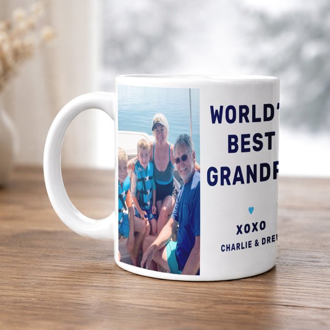 Världens Bästa Farfar Modern Navyblå Två Bilder Kaffemugg (Skapare uppladdad)