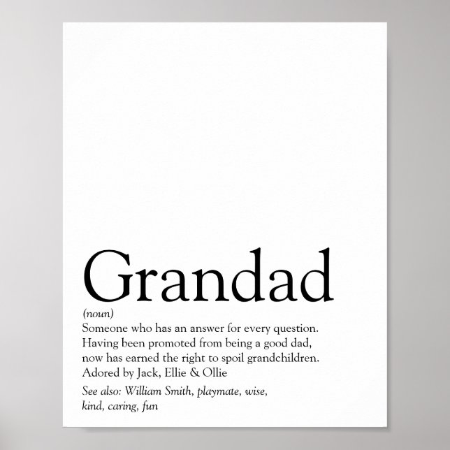 Världens bästa farfar, morfar, pappa-definition poster (Framsidan)