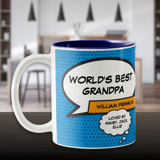Världens Bästa Farfar Personlig Två-Tonad Mugg (World's Best Grandpa Grandfather Personalized Two-Tone Coffee Mug)