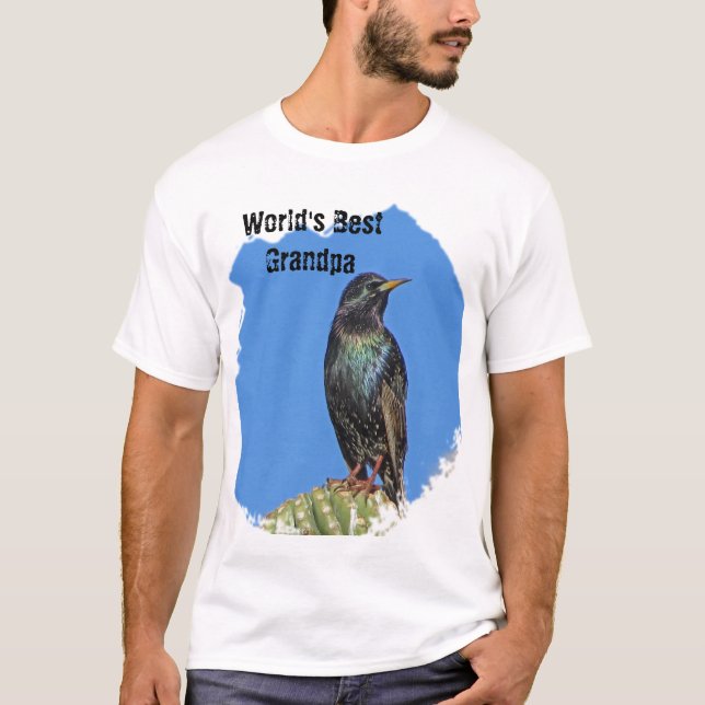 Världens bästa farmor Starling Cactus Grandfather T Shirt (Framsida)