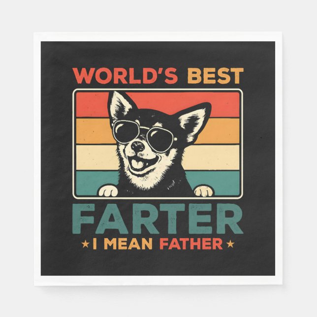 Världens bästa Farter I-Elak Far Funny Pappa-Hund Pappersservett (Framsidan)