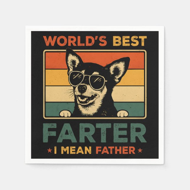 Världens bästa Farter I-Elak Far Funny Pappa-Hund Pappersservett (Framsidan)