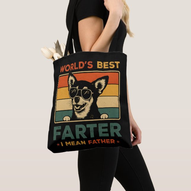 Världens bästa Farter I-Elak Far Funny Pappa-Hund Tygkasse (Närbild)
