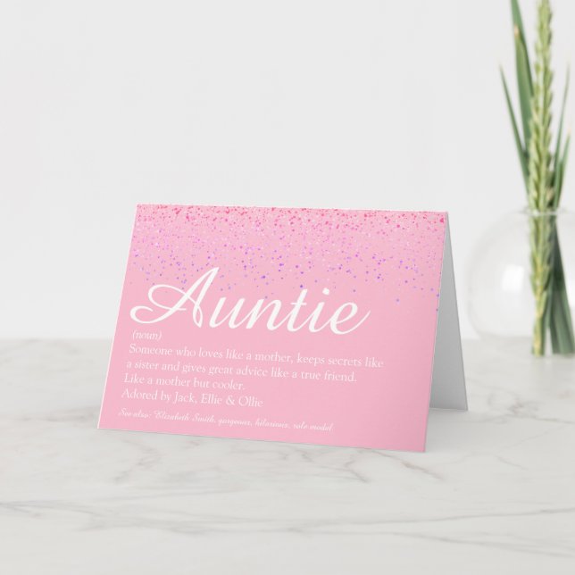 Världens bästa faster Auntie Definition Script Ros Kort (Framsida)
