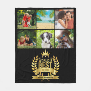 Världens bästa faster Fastor Foto Collage Guld Sva Fleecefilt