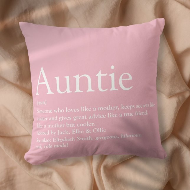 Världens bästa faster någonsin, definition rosa kudde (World's Best Ever Aunt, Auntie Definition Pink Throw Pillow)