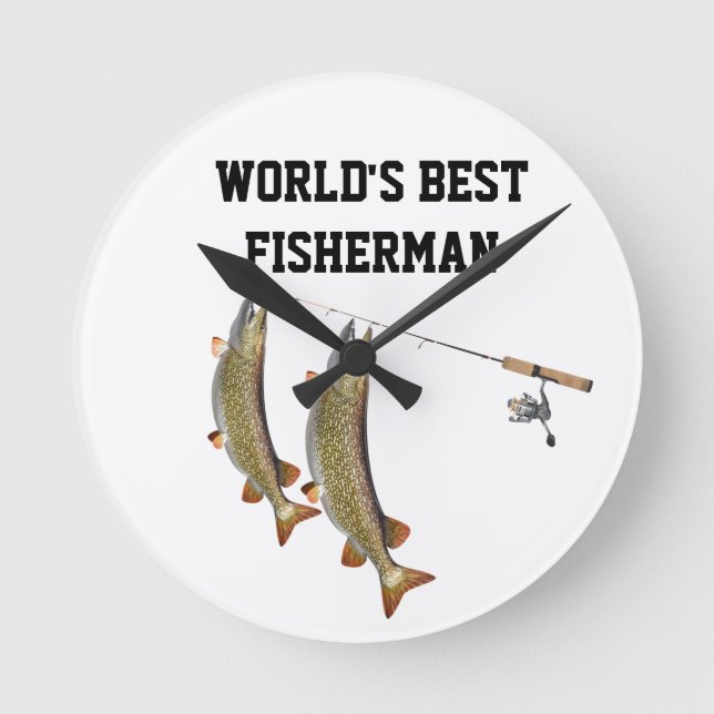 VÄRLDENS BÄSTA **FISHERMAN** COOLA CLOCK RUND KLOCKA (Framsida)