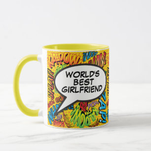 Världens Bästa Flickvän Rolig Retro Tecknad Serie Mugg