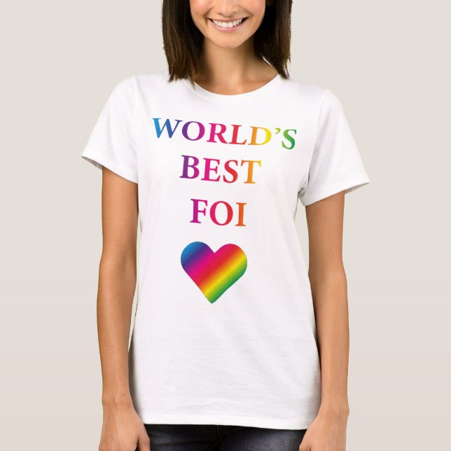 VÄRLDENS BÄSTA FOI RAINBOW HEART T-Shirt  (Framsida)