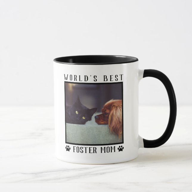 Världens Bästa Foster Mamma Tassavtryck Djur Foto  Mugg (Höger)