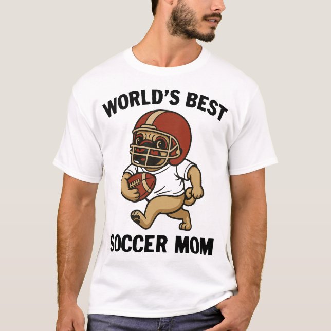 VÄRLDENS BÄSTA FOTBOLLSMAMMA - MOPS SPELARE T SHIRT (Framsida)